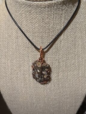 Handcrafted Copper Wire-Wrapped Turritella Agate Pendant (Reiki Infused)